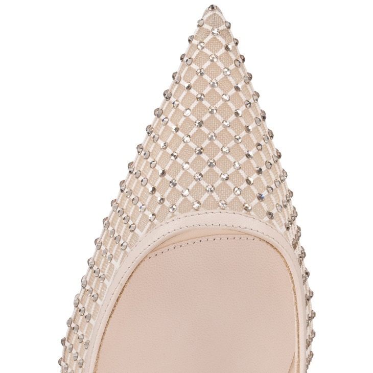 Christian Louboutin Apostropha Mesh Strass Pumps 80 In Leche