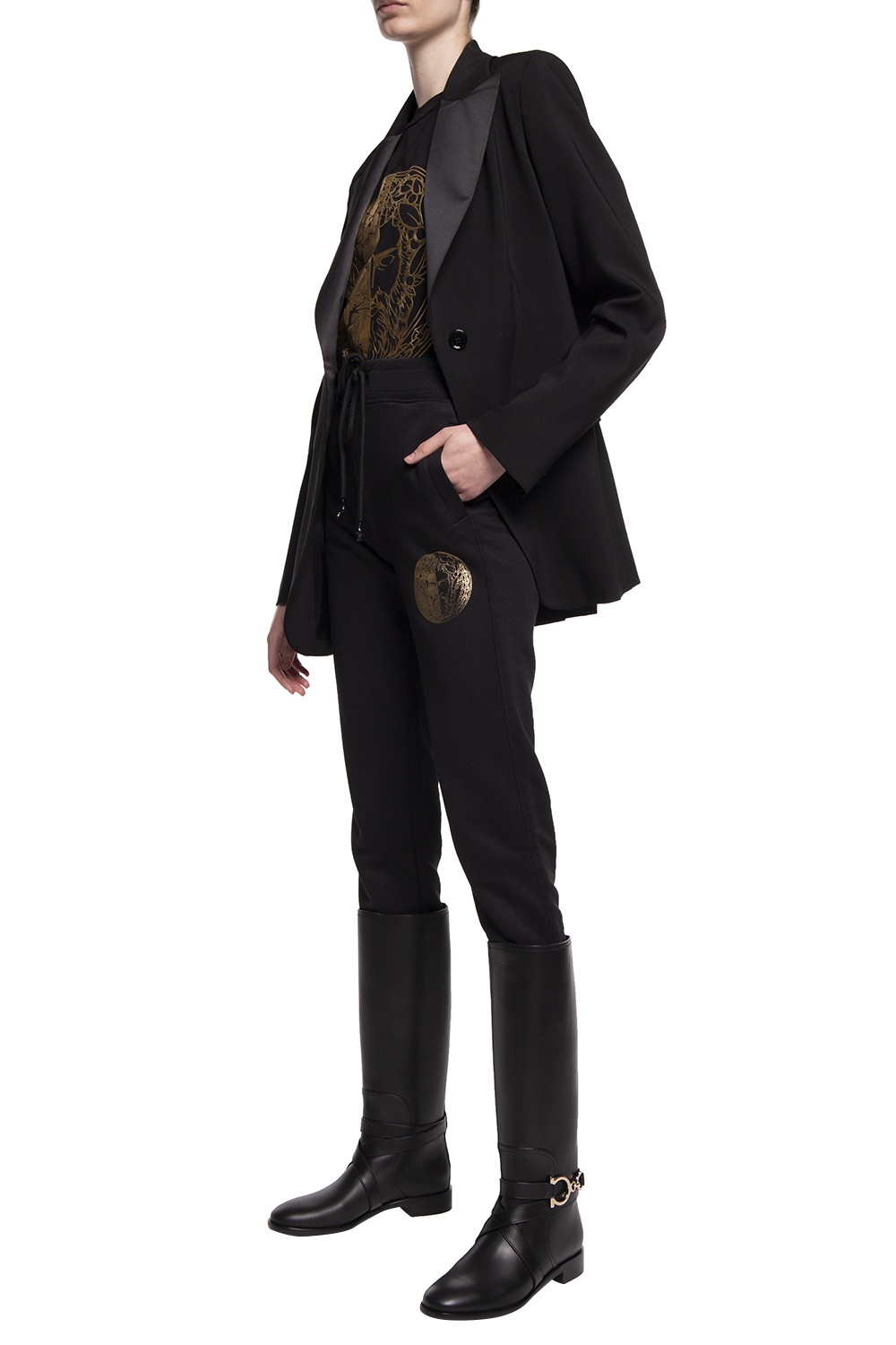 Ferragamo Gancini Knee-high Leather Boots In Black