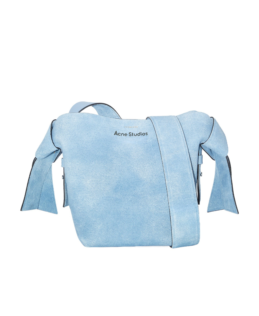 Shop Acne Studios Logo-print Denim Tote Bag In Blue