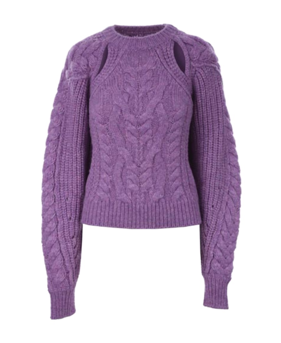 Isabel Marant Paloma Cable-knit Wool-blend Sweater In Purple