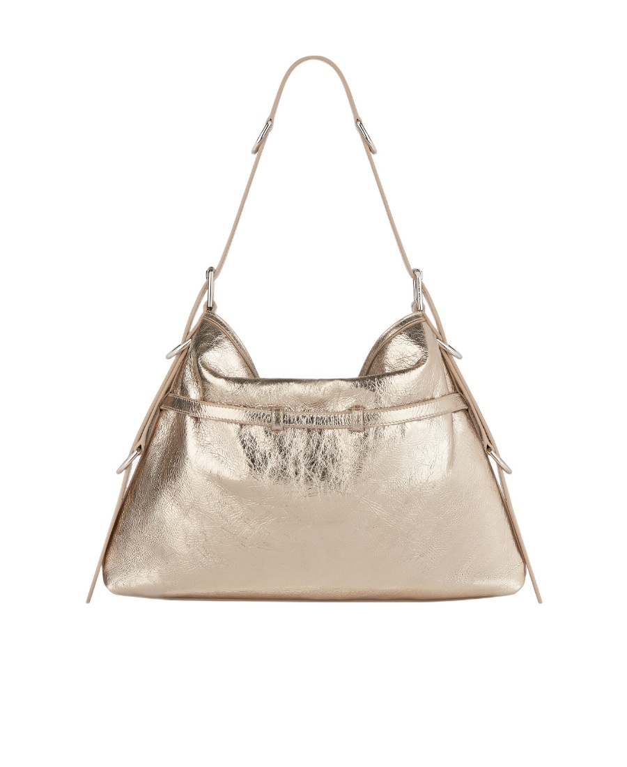 Givenchy Medium Voyou Metallic Leather Hobo Bag In Nude