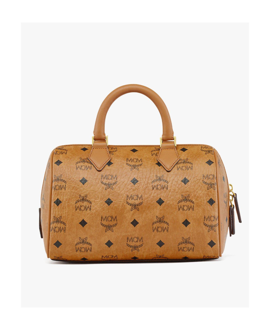 Mcm Small Ella Boston Leather Bag In Brown