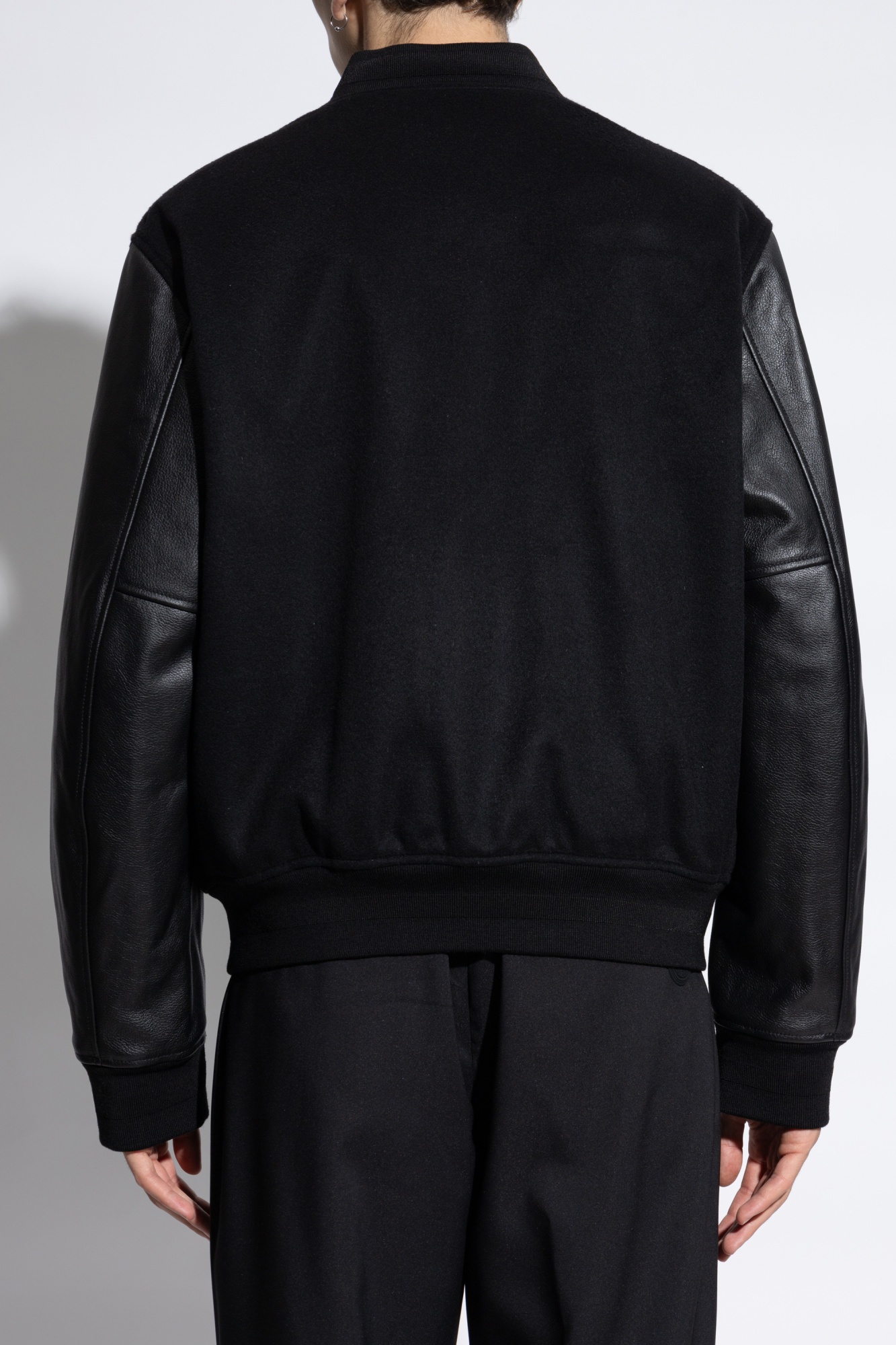 Givenchy Varsity Jacket In Wool And Leather With 4g Detail In Black