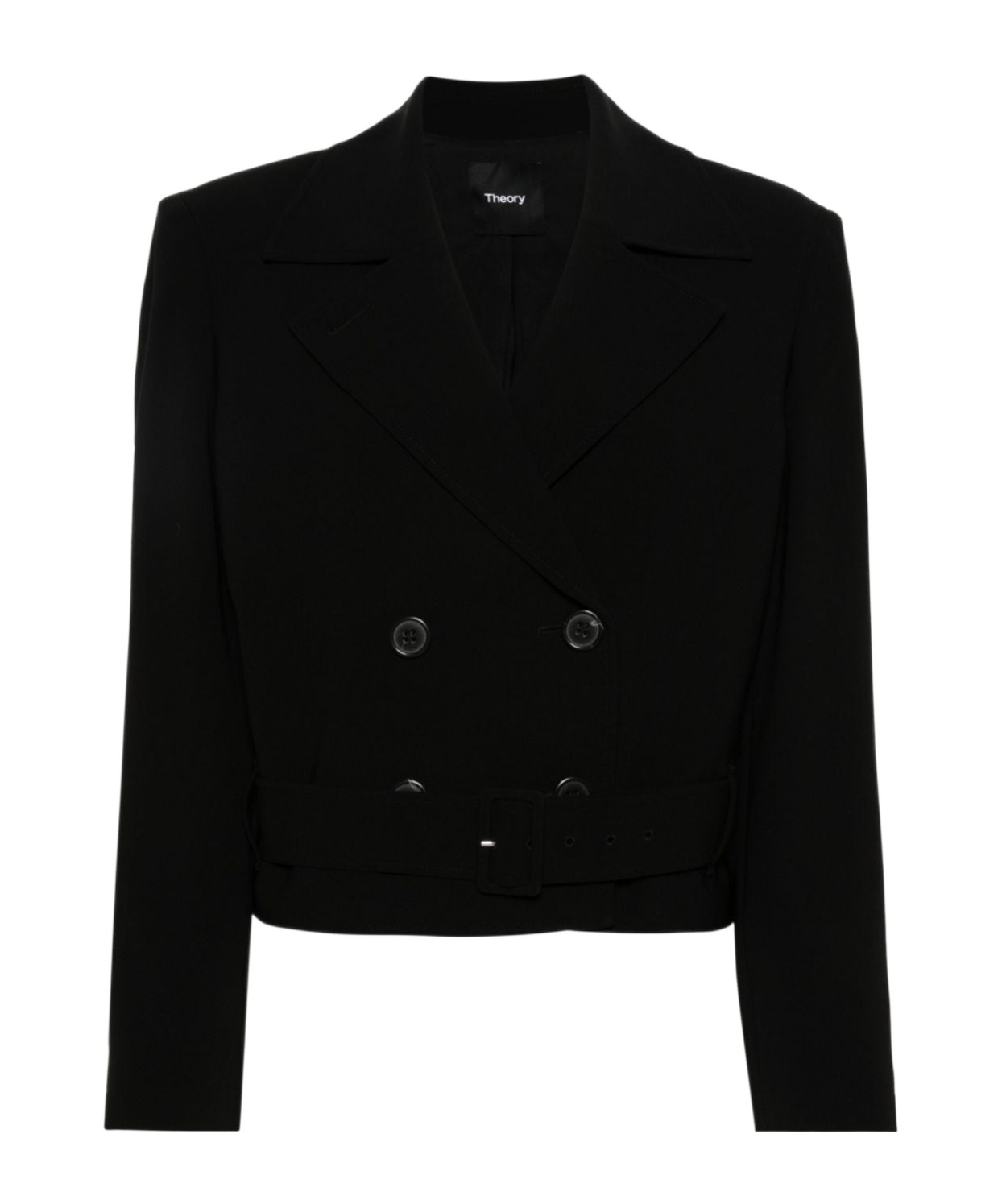 Theory Double-breasted Short Suit Jacket In Black