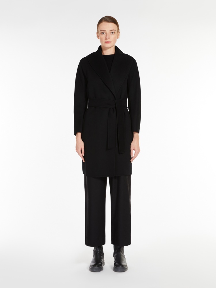 Max Mara Tie A Belt Overcoat In Black