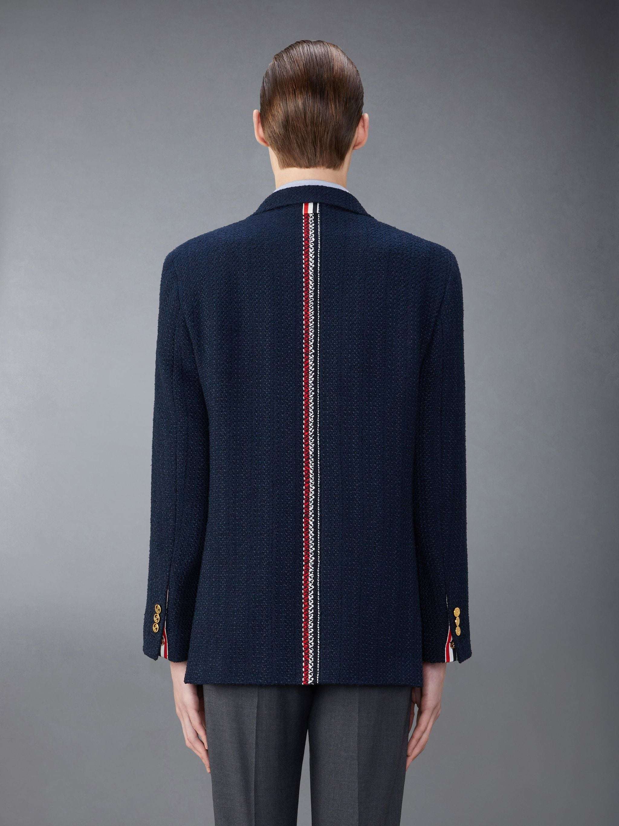 Thom Browne Tweed Single-breasted Blazer In Black