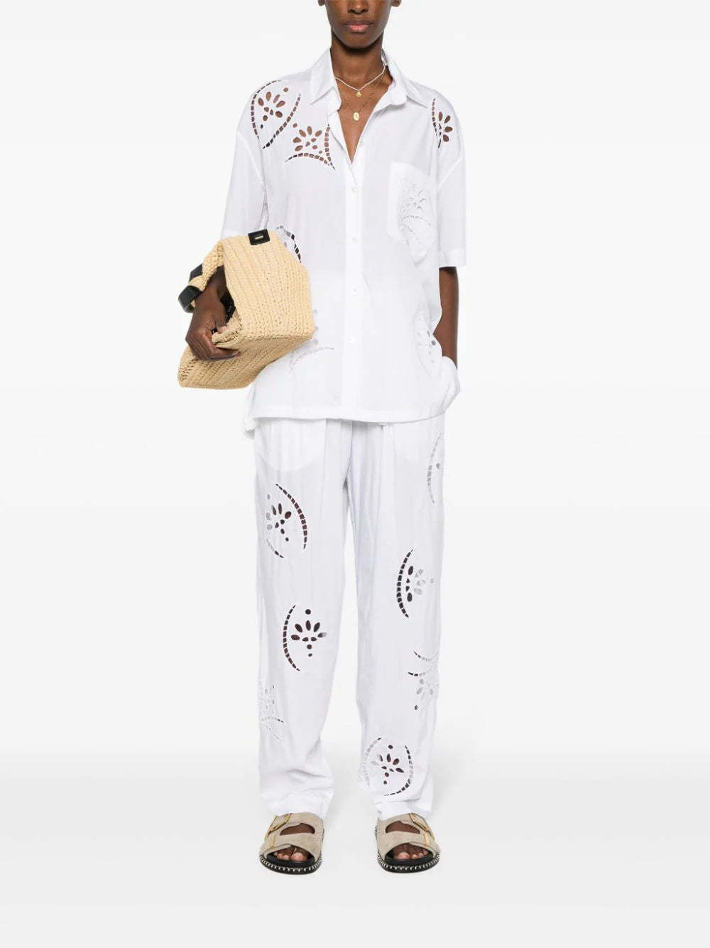 Isabel Marant Hectorina Broderie-anglais Trousers In White
