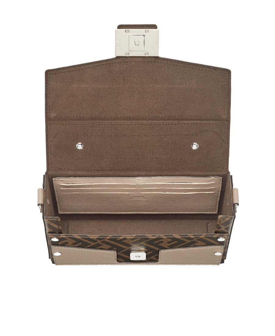 Fendi Ff Soft Trunk Baguette In Nude