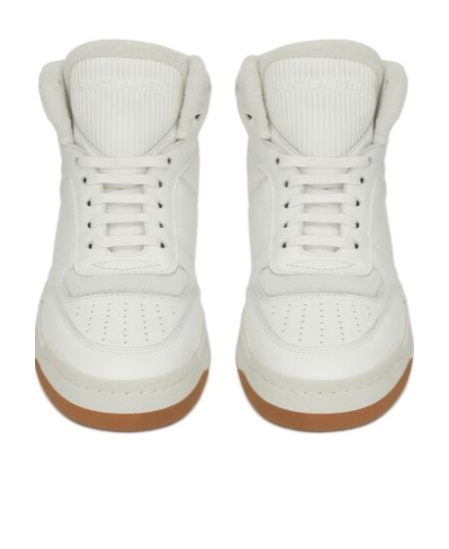 Shop Saint Laurent Lace-up Hi-top Sneakers In White