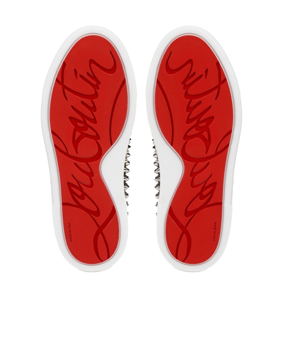 Christian Louboutin Spikeboat Nappa Leather Slip-on Sneakers In White