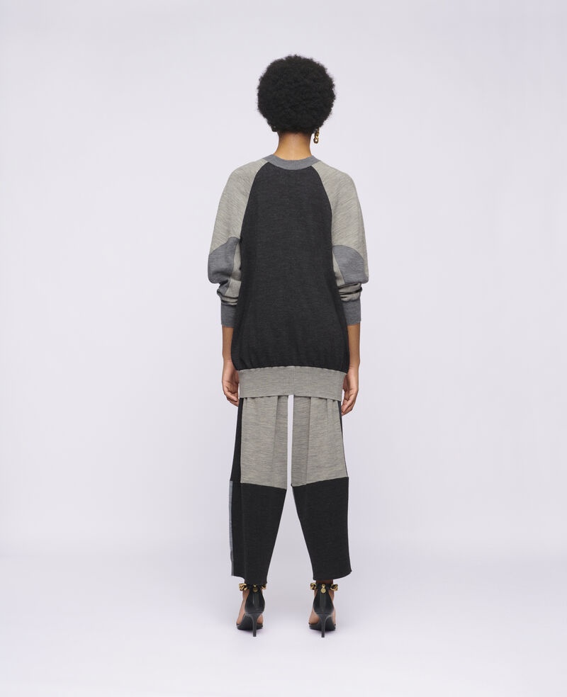 Stella Mccartney Colour-block Knitted Trousers In Gray