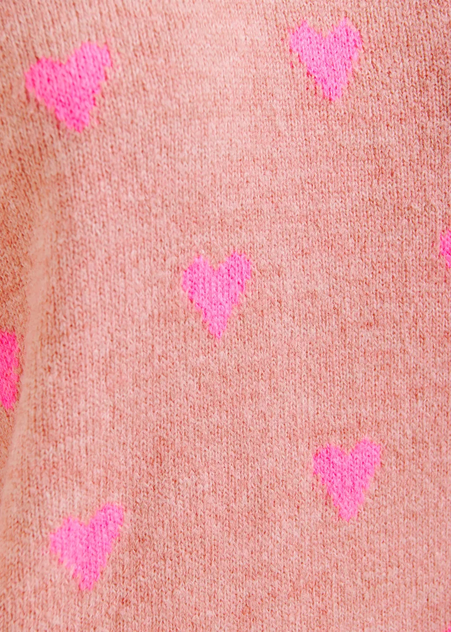 Essentiel Antwerp Isa Jacquard Heart Sweater In Pink
