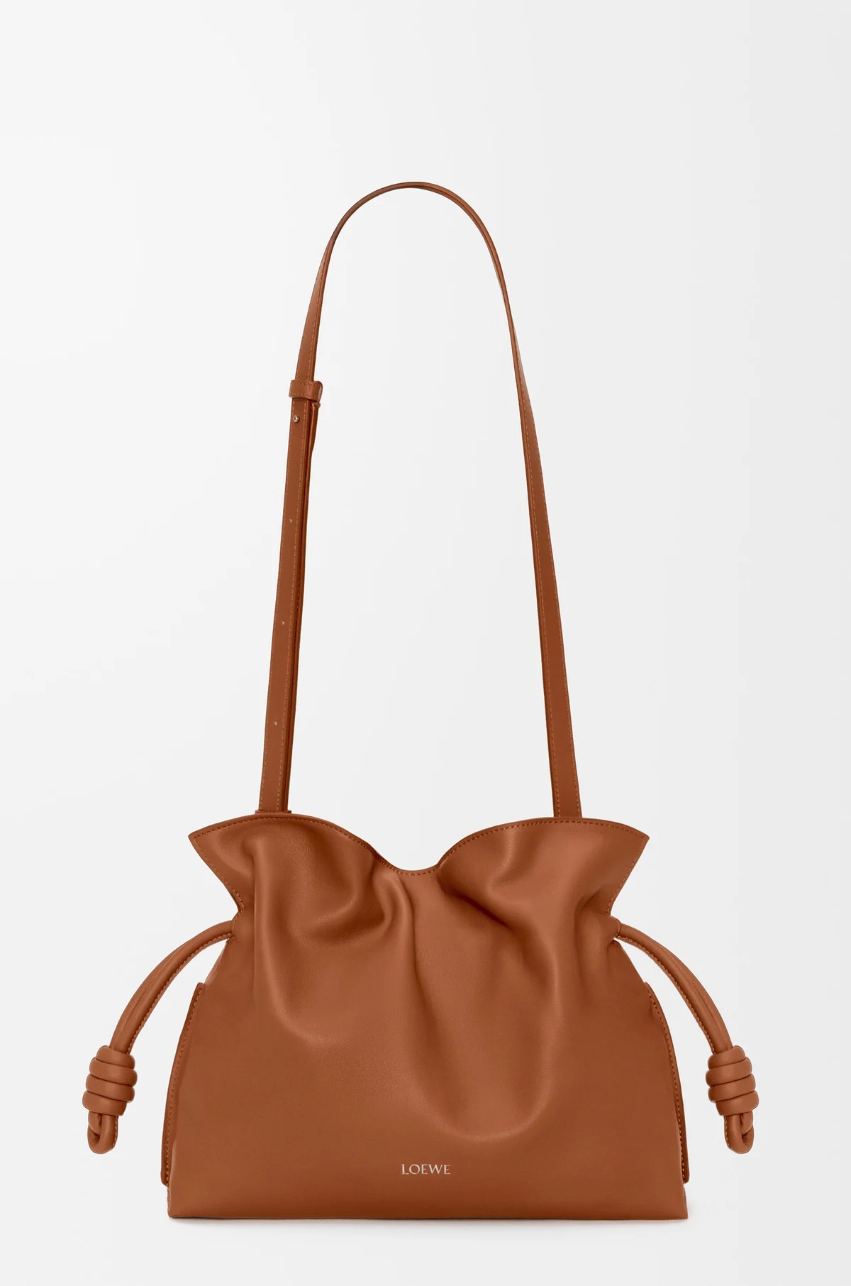 Loewe Medium Leather Flamenco Clutch Bag In Brown