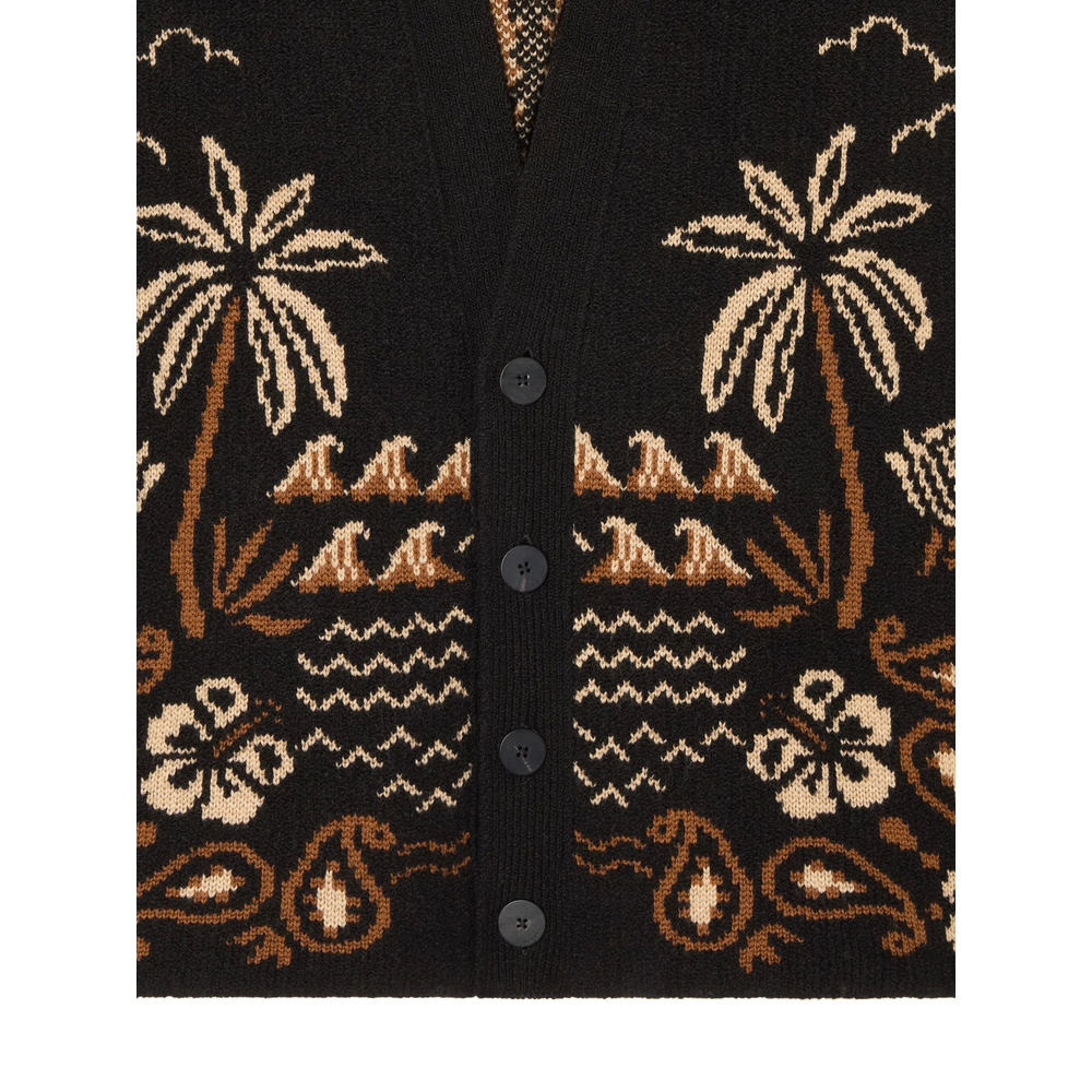 Alanui Glimpse Of Eden Palm-tree Paisley Cardigan In Black
