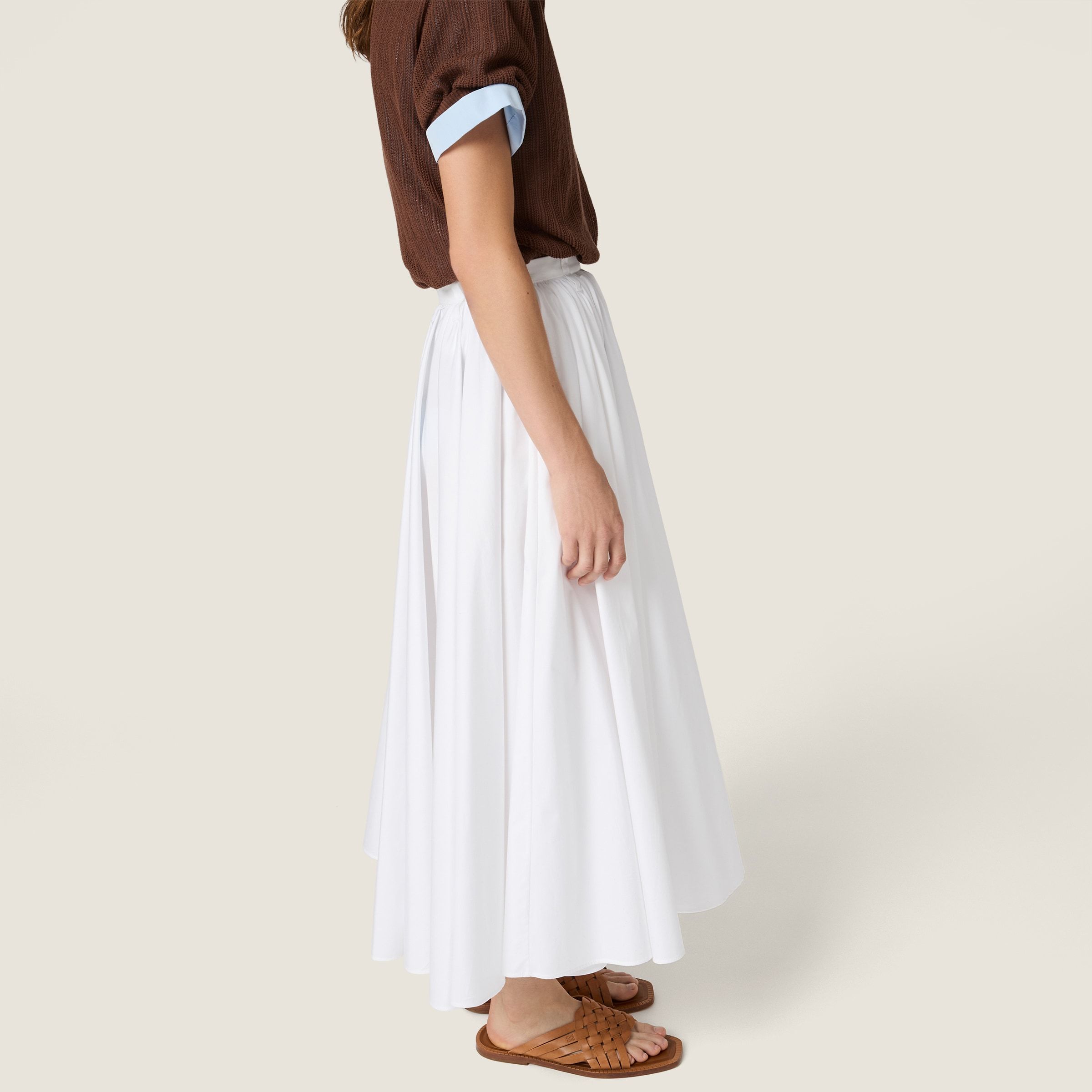 Miu Miu Poplin Maxi-skirt In White