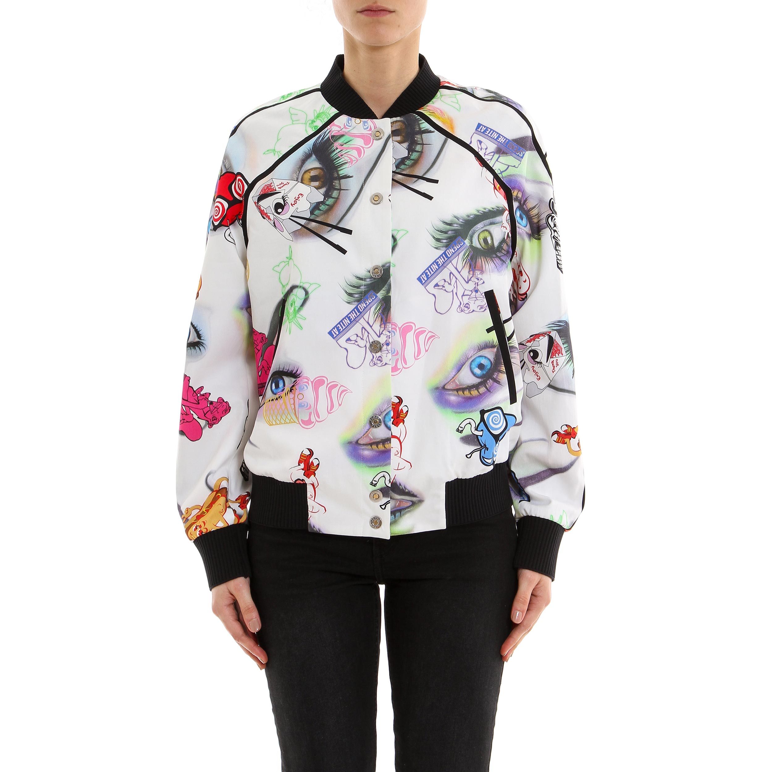 Kenzo Pattern Printed Baseball Jacket In White