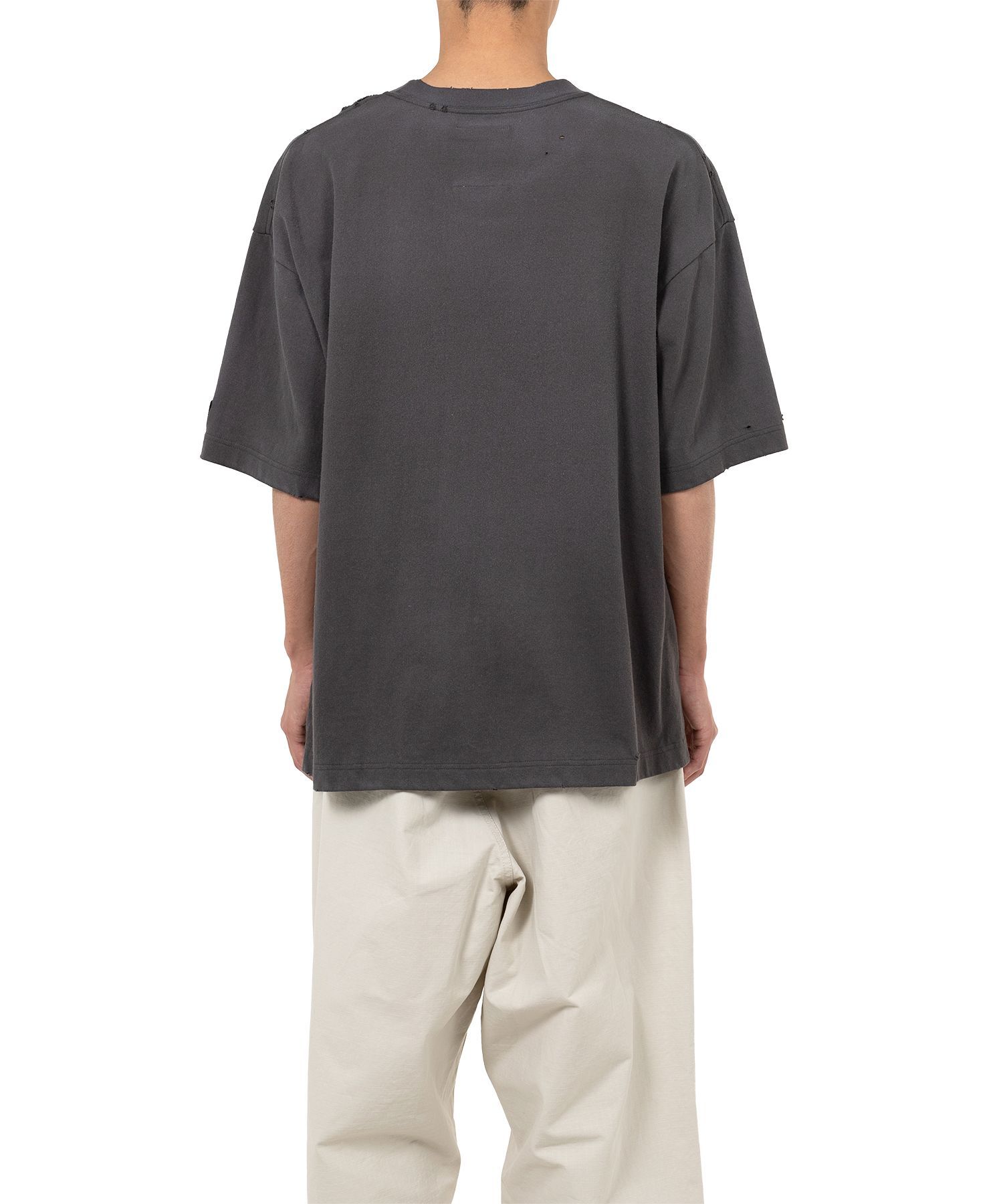 Miharayasuhiro Cat-print Distressed T-shirt In Black