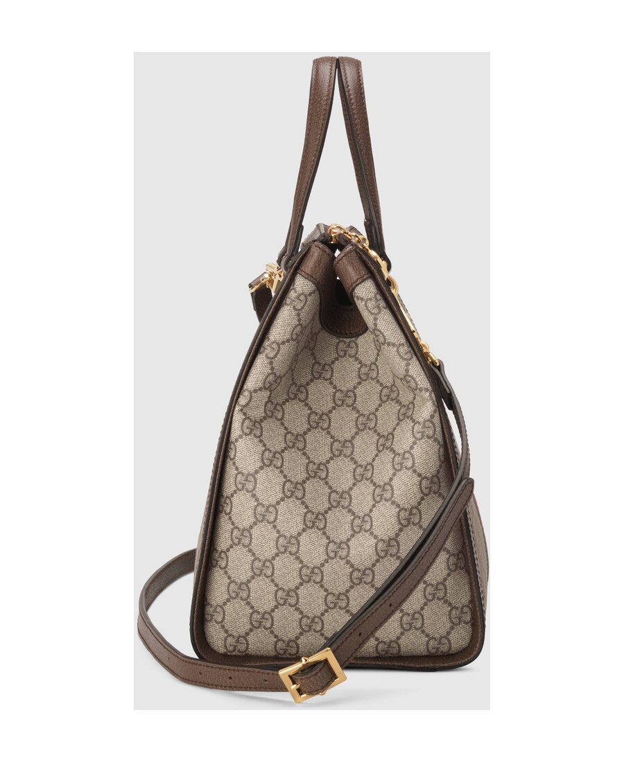Gucci Small Ophidia Gg Supreme Top Handle Bag In Brown