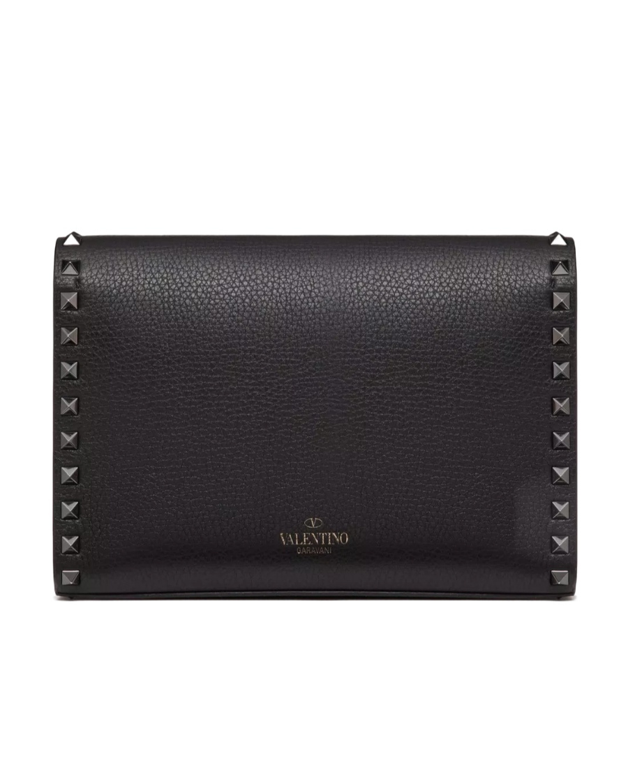Valentino Garavani Small Rockstud Grainy Calfskin Crossbody Bag Woman Black Uni In Black