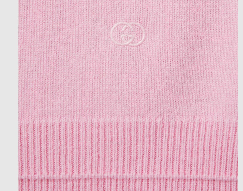 Gucci Wool Cashmere Sweater With Embroidery In Pink