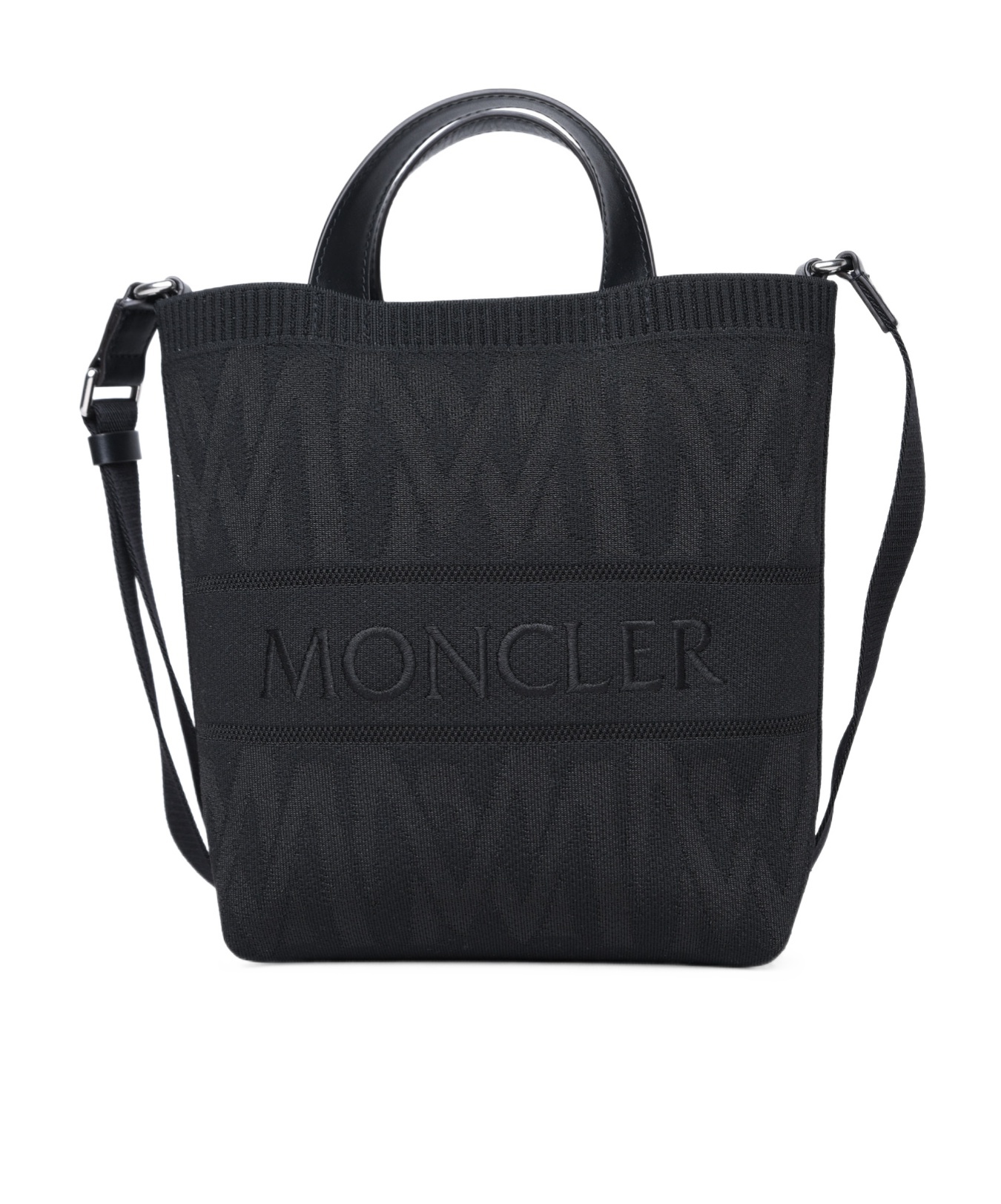 Moncler Logo Embroidered Tote Bag In Black