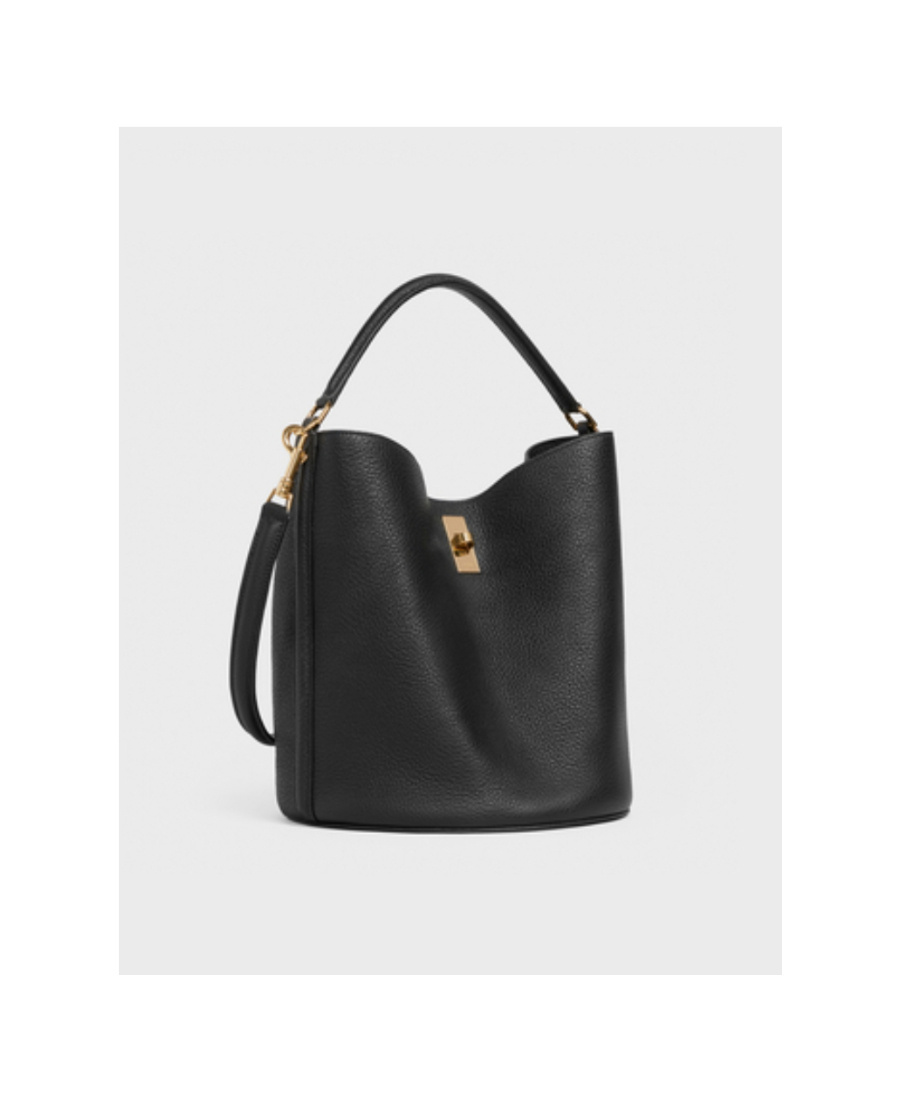 Celine Bucket 16 Bag In Supple Grained Calfskin In Black