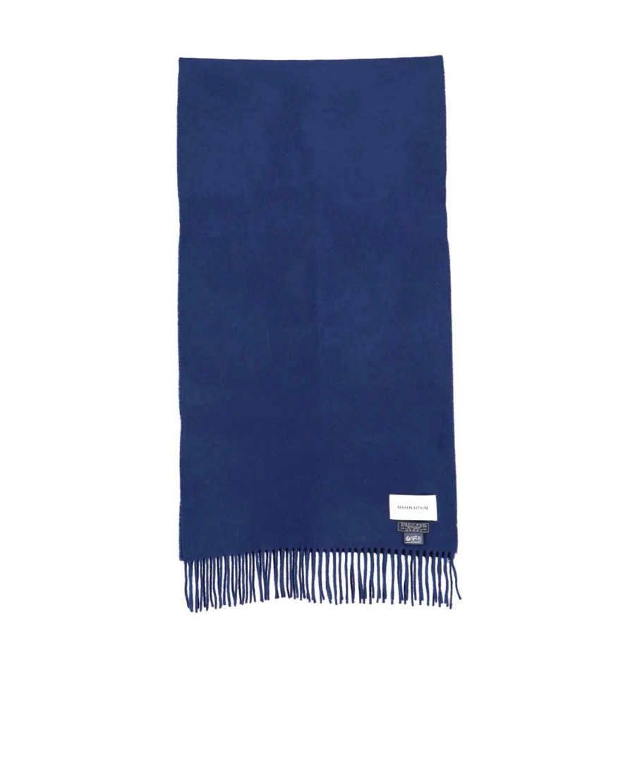 Maison Kitsuné Chillax Fox-motif Wool Scarf In Blue