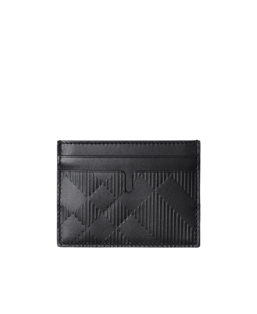 Burberry Check-pattern Leather Cardholder In Black