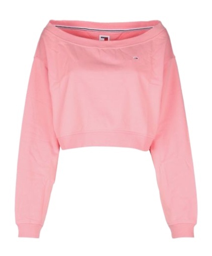 Tommy Hilfiger Cropped Off-the-shoulder Knitwear Top In Pink
