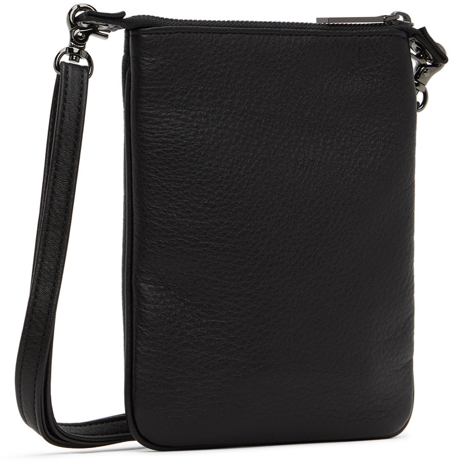Yohji Yamamoto Logo-embroidered Leather Shoulder Bag In Black