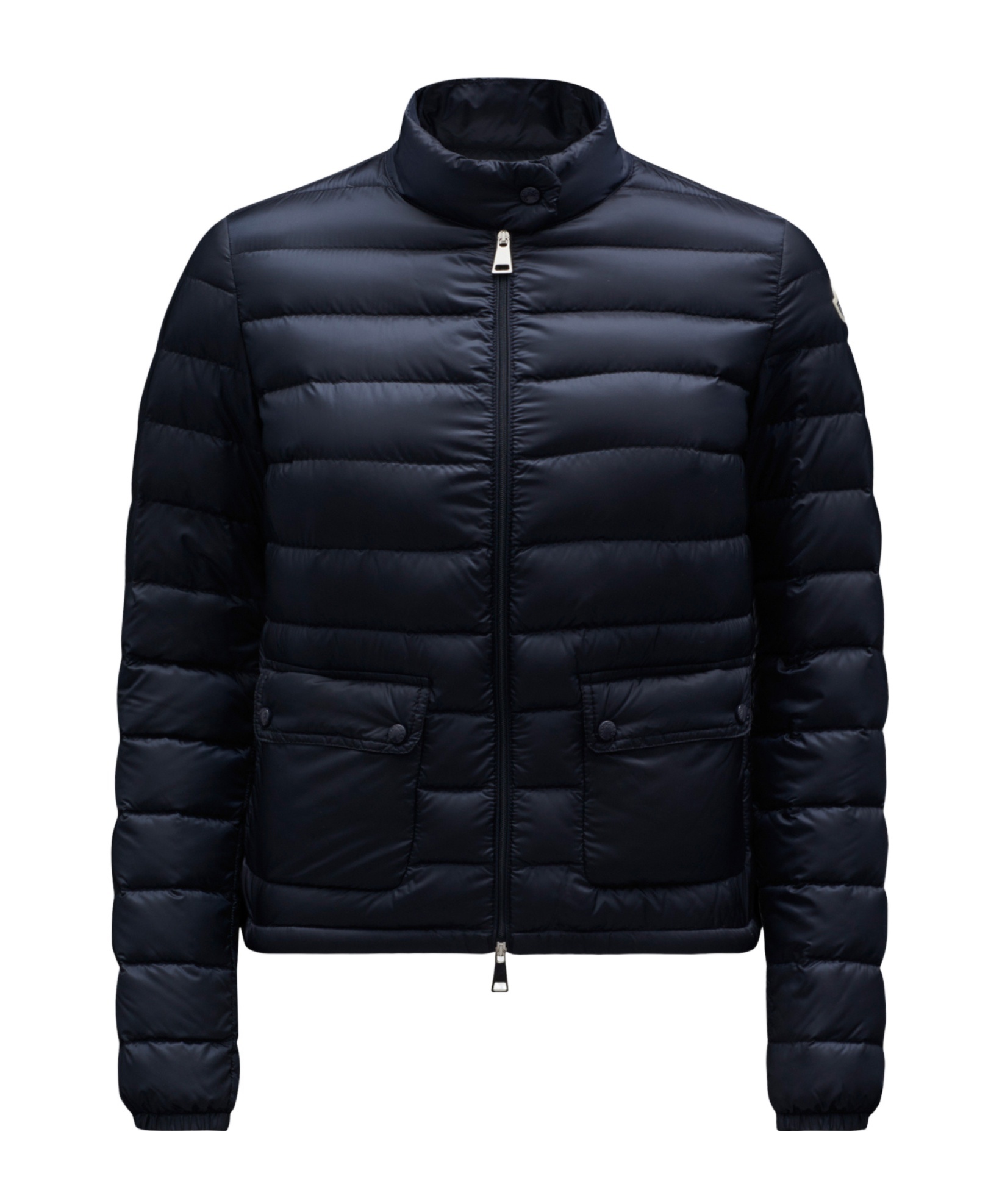 Moncler Long-sleeved Short Down Jacket In Blue