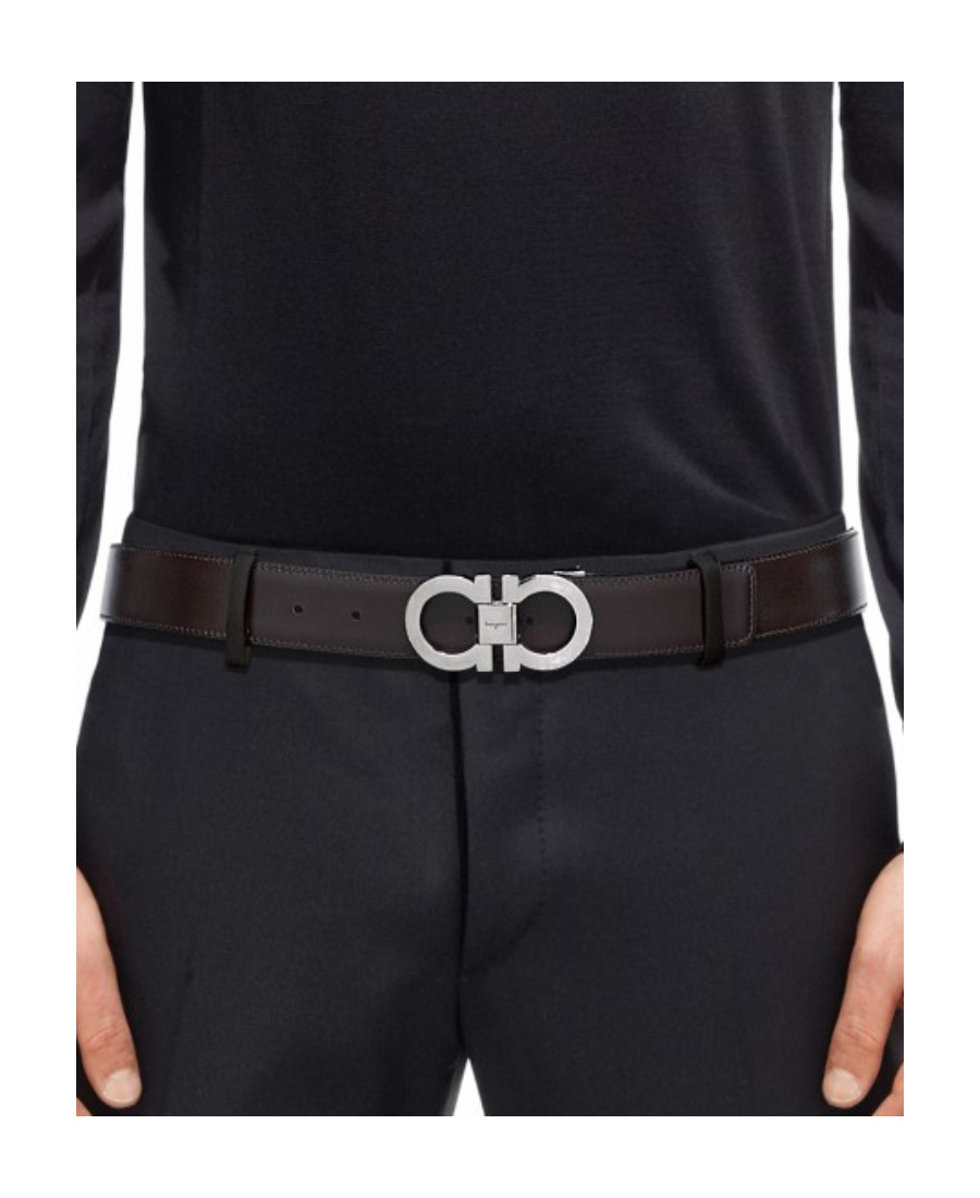 Ferragamo Double-sided Horse Collar Buckle Belt In Black