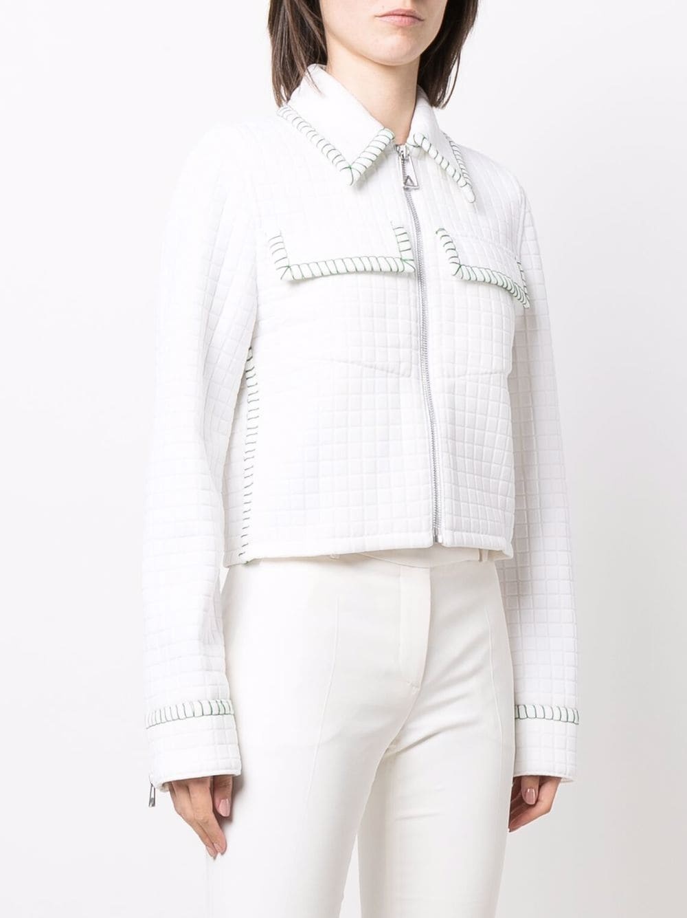 Bottega Veneta Contrast-stitch Matelasse Jacket In White