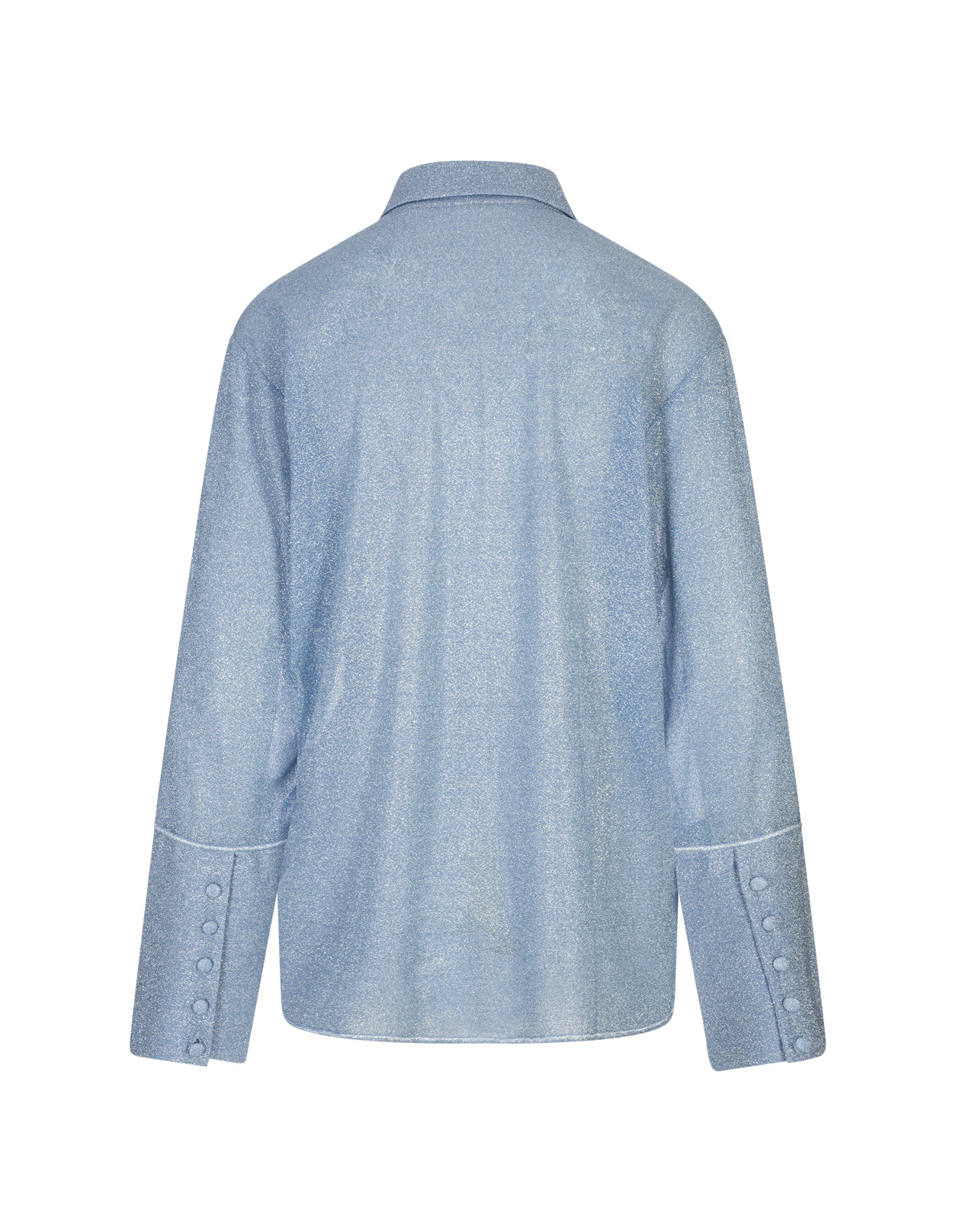 Oseree Glitter-detail Button-up Shirt In Blue