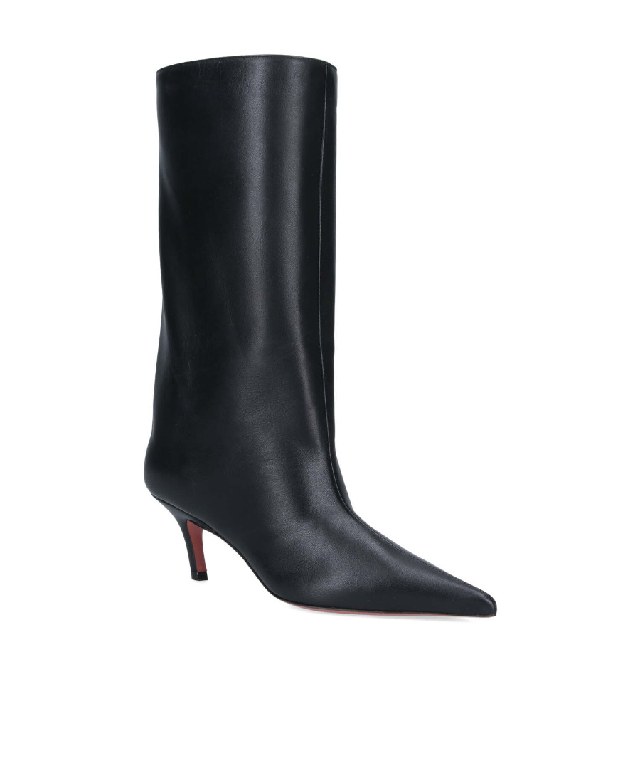 Amina Muaddi Fiona 60 Nappa Leather Mid-calf Boots In Black