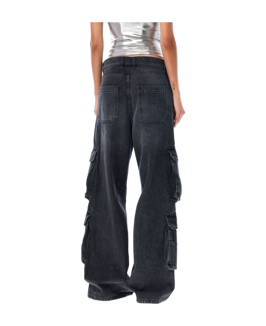 Shop Diesel D-side Cargo Cotton Jeans In Black