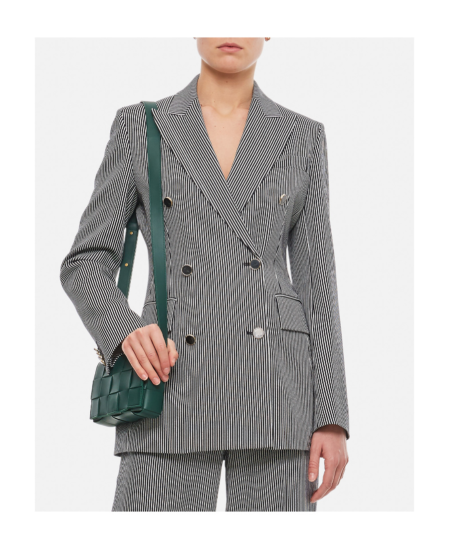 Max Mara Peak-lapel Striped Blazer In Blue