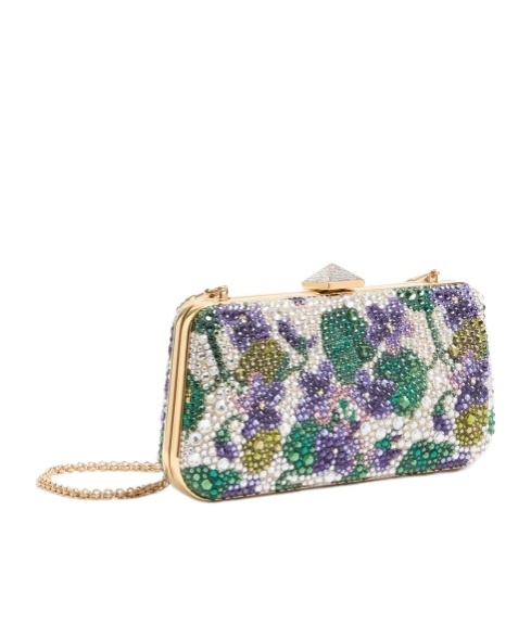 Valentino Carry Secrets Floral Pattern Imitation Diamond Embroidery Handbag In Multi-color