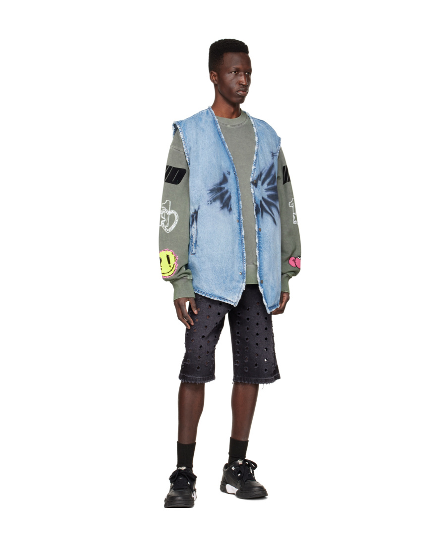 We11 Done V-neck Denim Vest In Blue