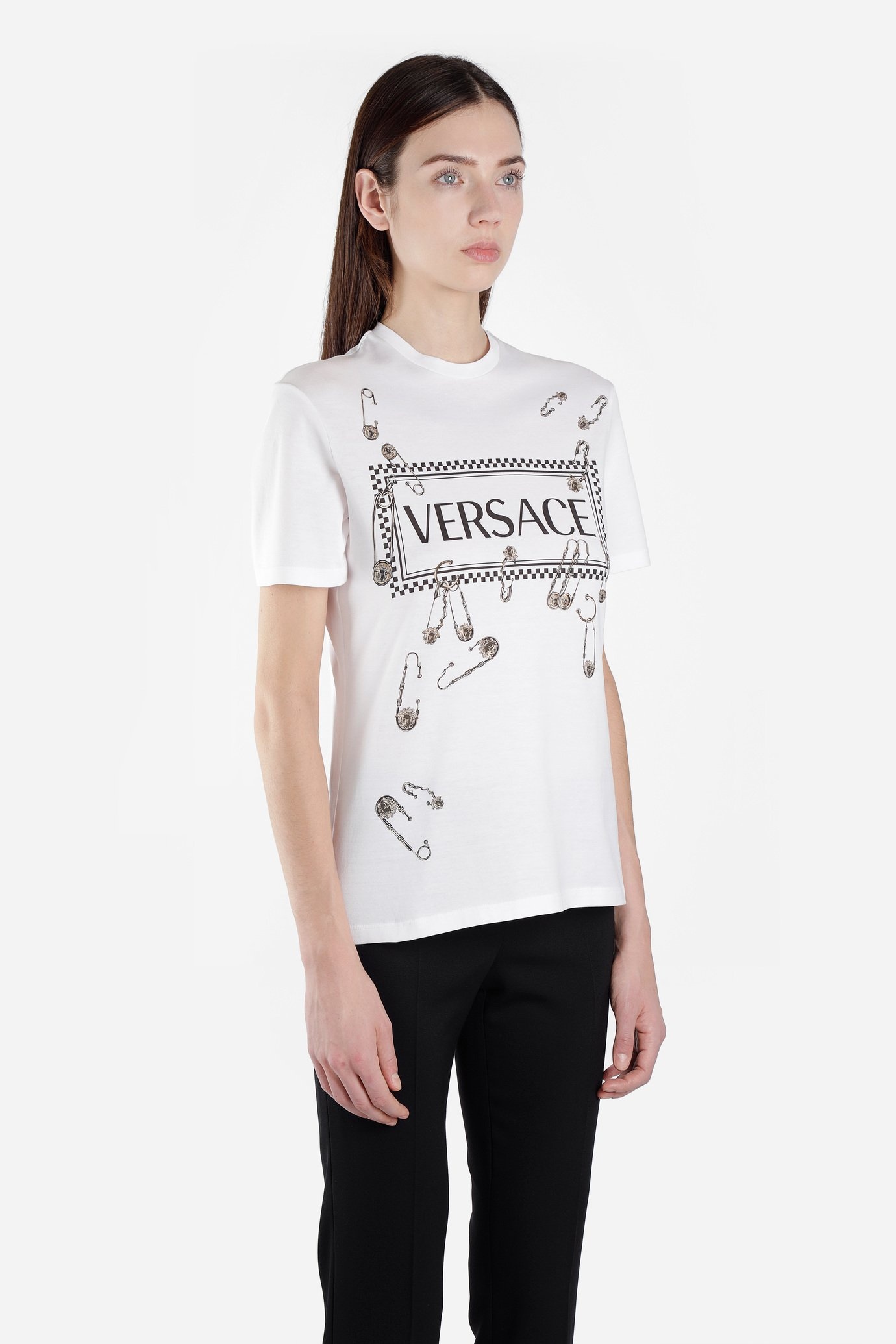 Versace Yang Mi's Logo T-shirt With Round Collar In White