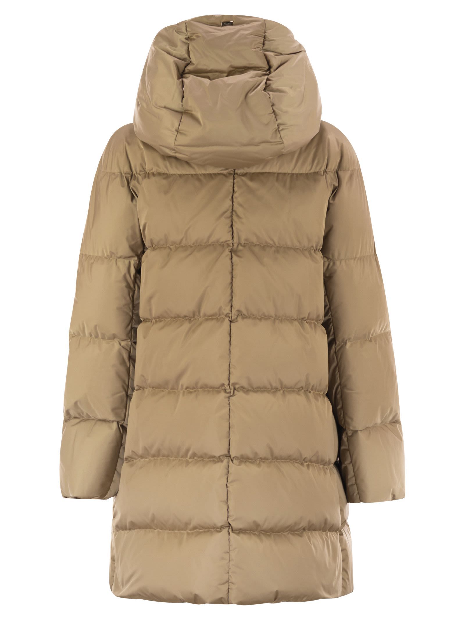 Herno Women A-shape Down Jacket With Hood In Brown