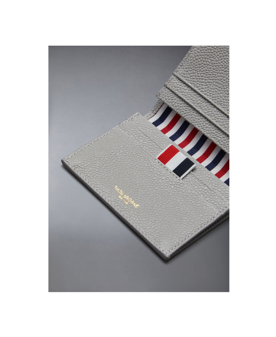 Thom Browne Pebbled Billfold Wallet In Gray