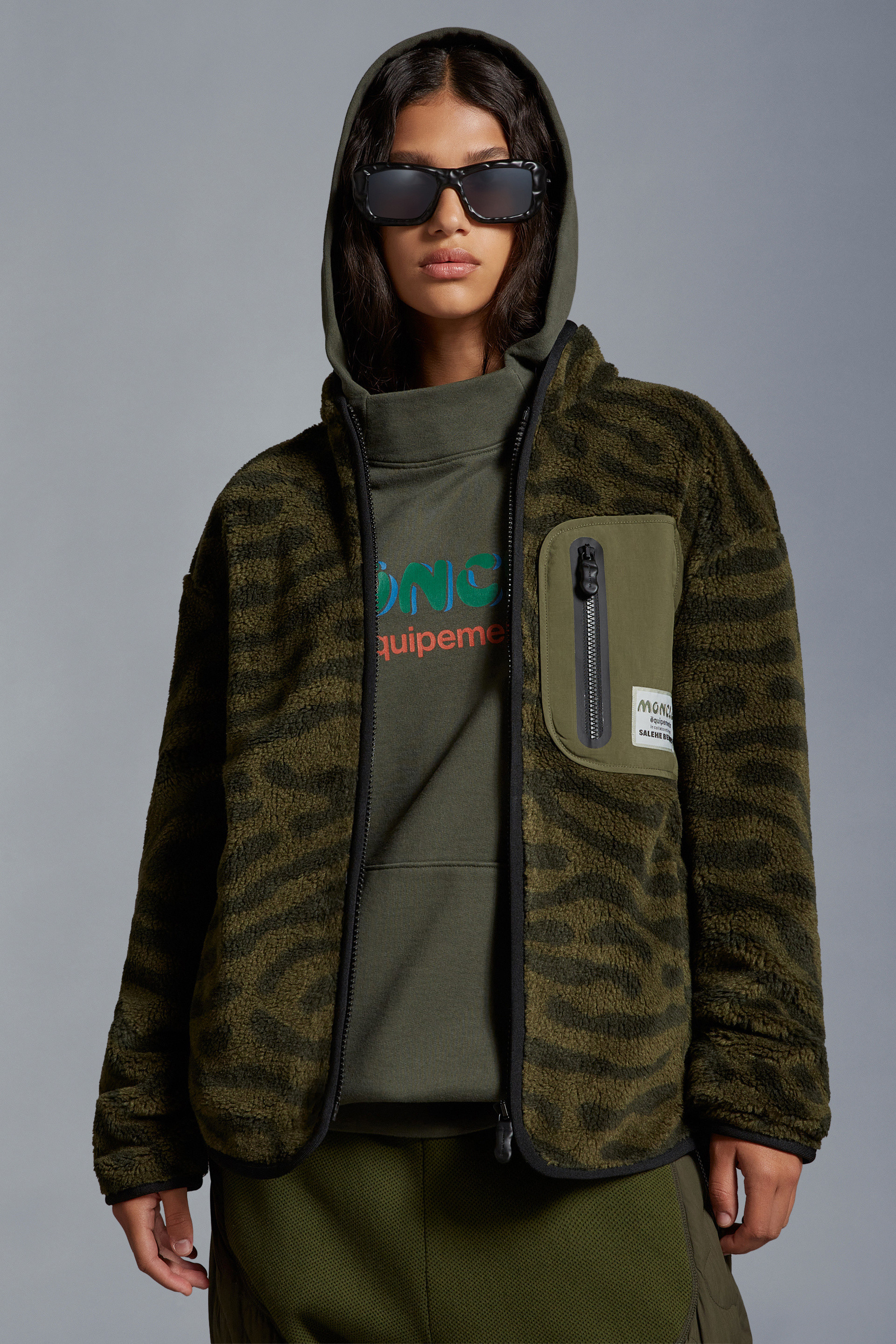 Moncler X Salehe Bembury Graphic-print Cardigan In Green