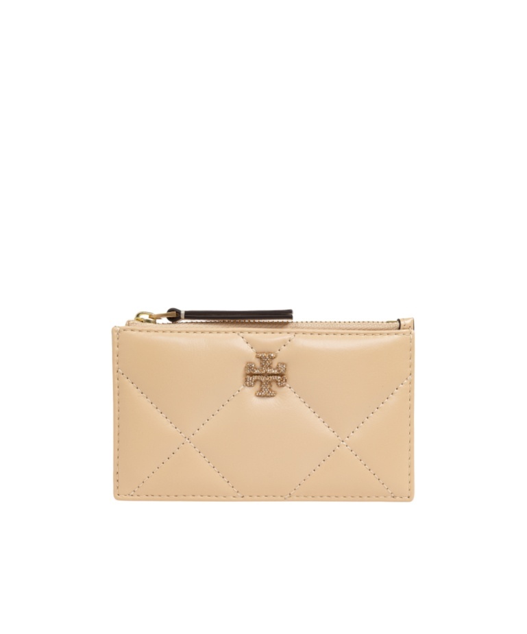 Tory Burch Logo Plaque Wallet In Nude