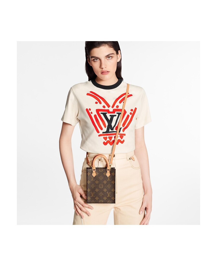 Pre-owned Louis Vuitton Petit Sac Plat Mini Tote Vertical Music Bag And Shoulder Bag In Brown