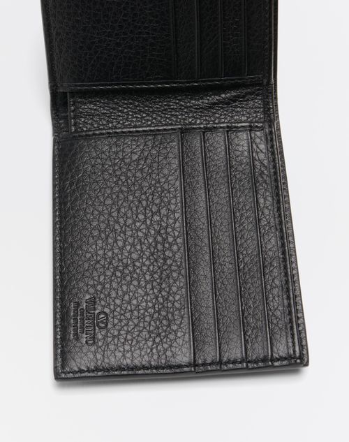Valentino Black Leather Card Holder In Black