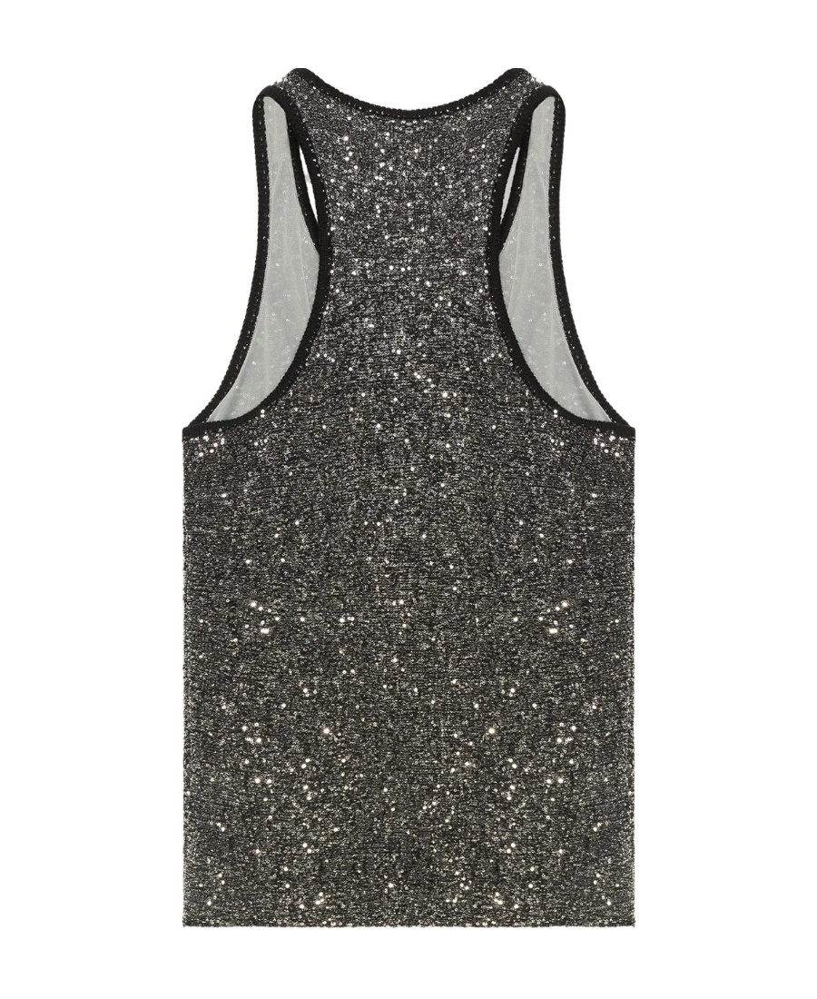 Shop Fabiana Filippi Sequin Embellished Tank Top In Black