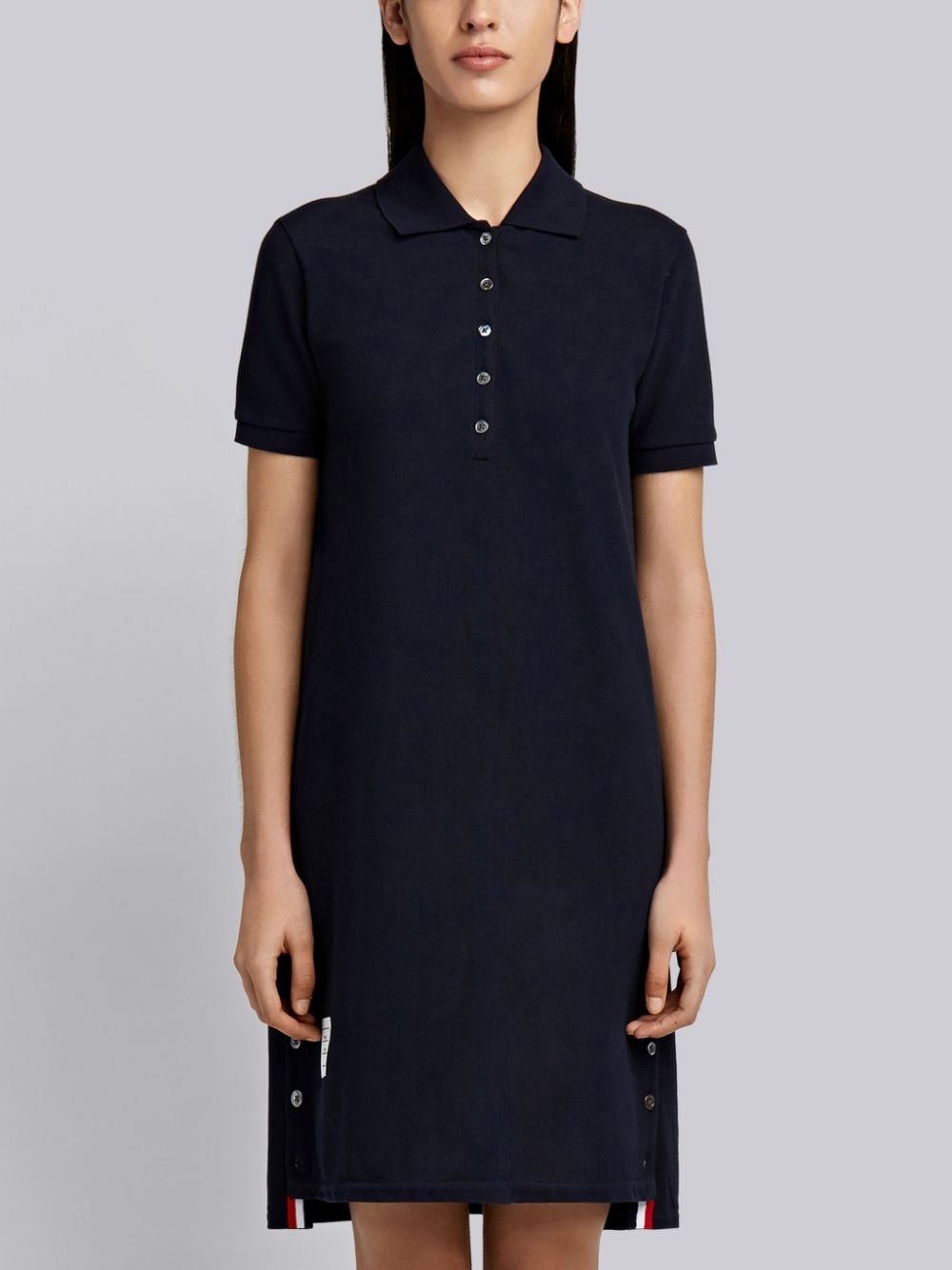 Thom Browne Mini Jacquard Knit Polo Dress In In Black
