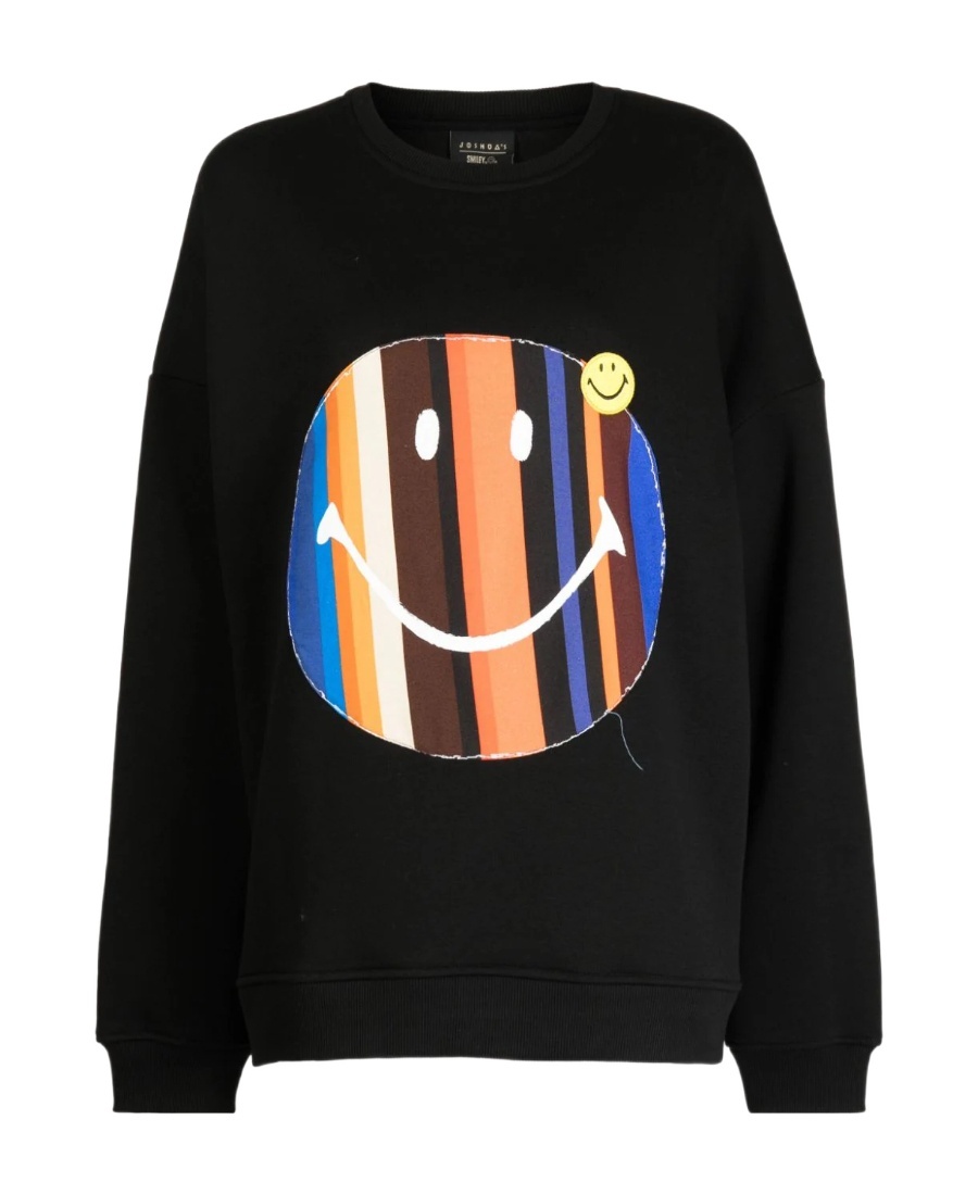 Joshua Sanders Striped Smiley-motif Jersey Sweatshirt In Black