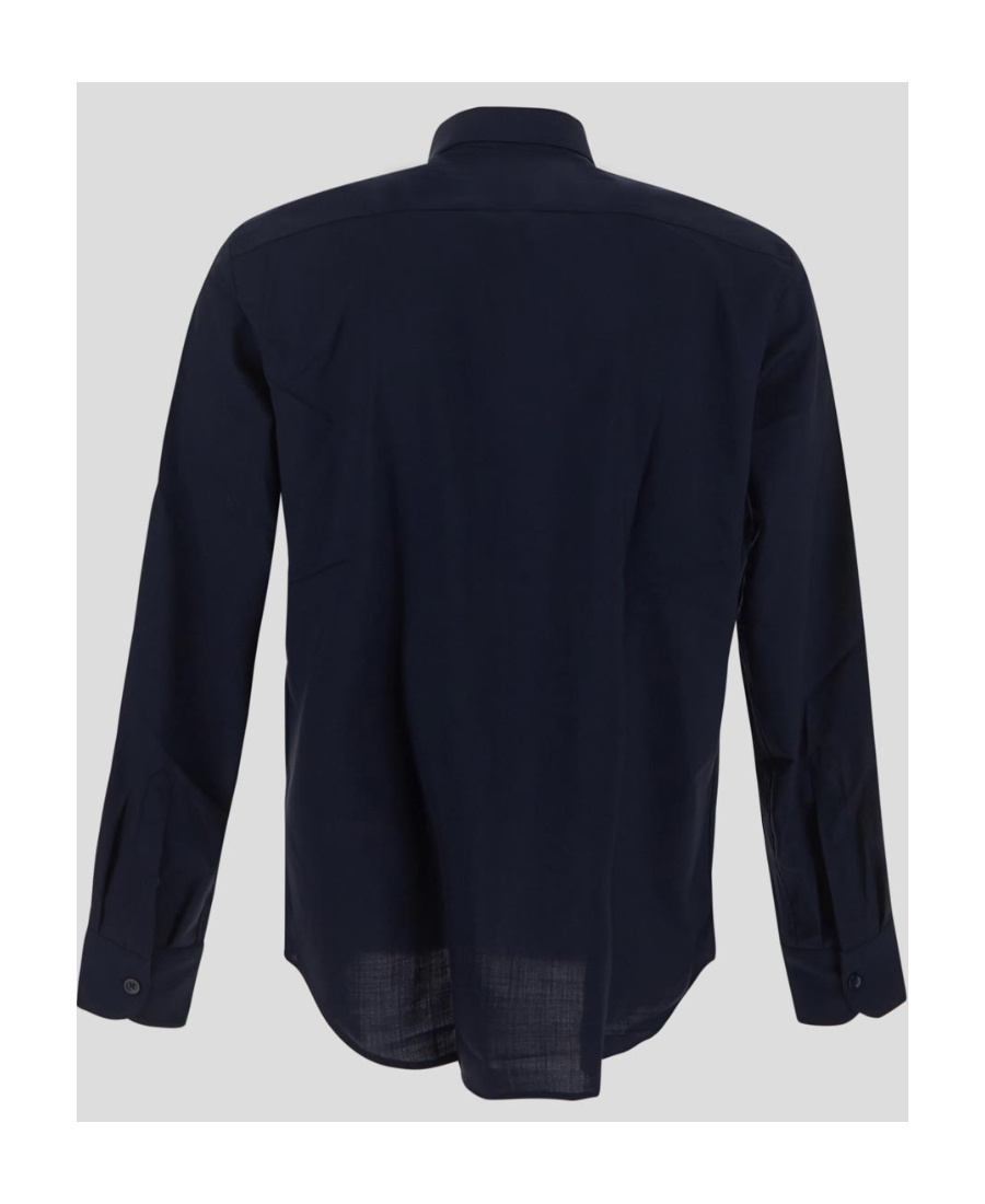 Pt Torino Straight-point Collar Wool Shirt In Black